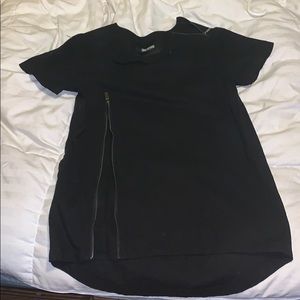 High quality black tee. Zipper t shirt Unknown NY